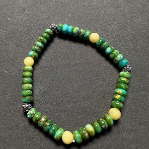 Natural Turquoise& Amber 15 cm brace;et